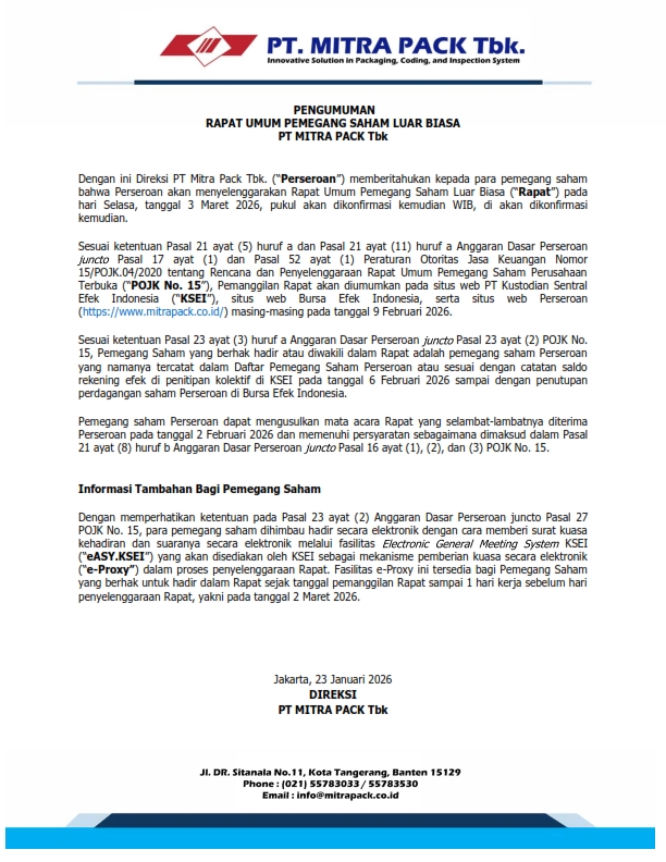 PTMP – Iklan Pengumuman RUPSLB (INA)