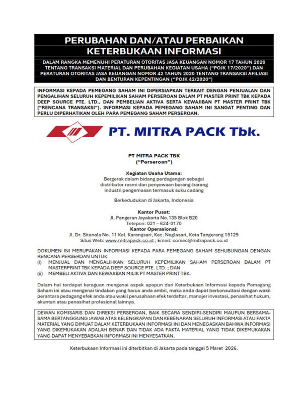 Update Perubahan KI PTMP (INA)